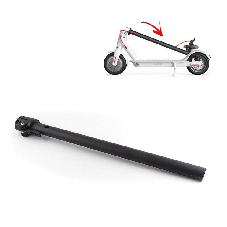 Black folding pole with clamp end shown with scooter