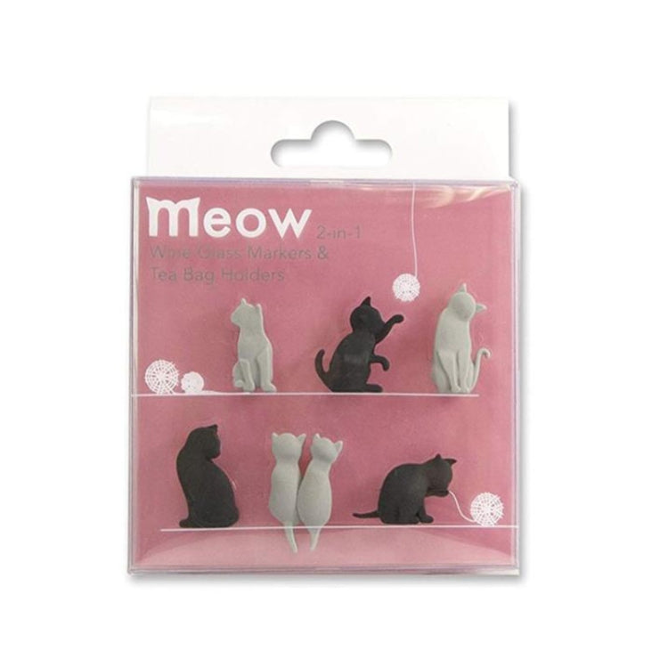 6pcs / Set Cat Drinks Wine Glass Marker Recognizer Tea Bag Hanging, Cat