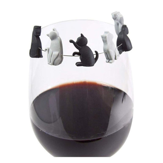 6pcs / Set Cat Drinks Wine Glass Marker Recognizer Tea Bag Hanging, Cat
