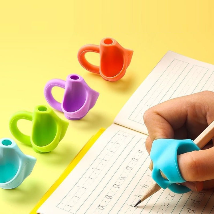 10pcs Children Calligraphy Posture Correction Grip Pen Tool Silicone Three-Finger Pencil Case, Random Colour Delivery, 50 PCS