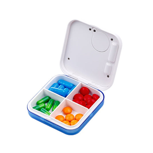Electronic Smart Timing Medicine Box Portable Medicine Dispensing Storage Box, Blue, Gray