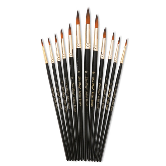 ZHU TING 12 PCS / Set Nylon Hair Watercolor Pen Children Painted Gouache Brush, Nylon Hair Watercolor Pen