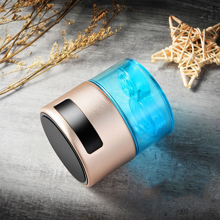 Portable water electrolysis cup with blue transparent chamber and stainless housing