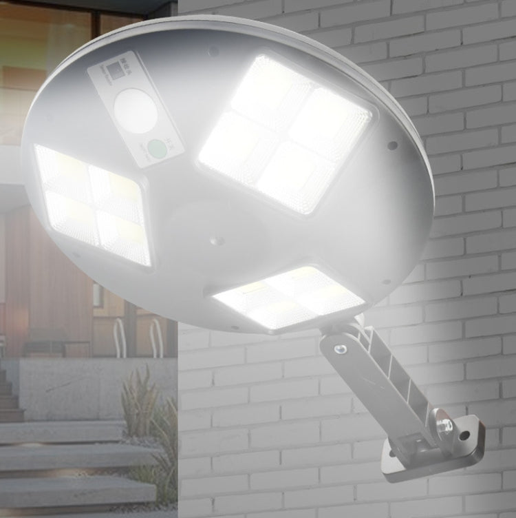 Solar LED street light with bright multi-panel LEDs and adjustable wall bracket