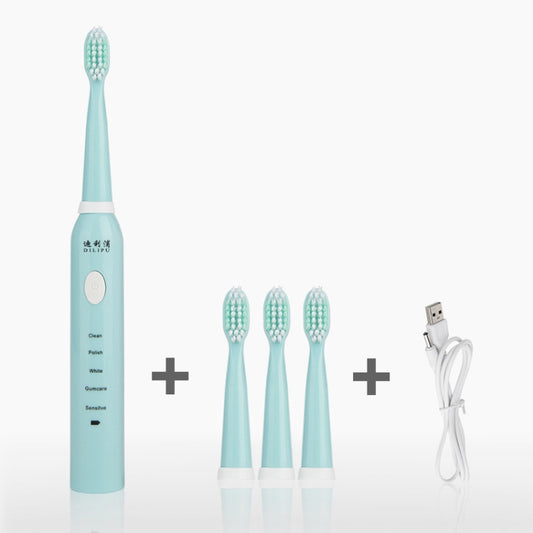DELIPU Electric Toothbrush Rechargeable Sonic 5-Speed Adjustment Children Adult Household Waterproof Soft Hair Whitening Toothbrush, USB Charging Cable (Blue), USB Charging Cable (Pink), USB Charging Cable (White), USB Charging Stand (Blue)