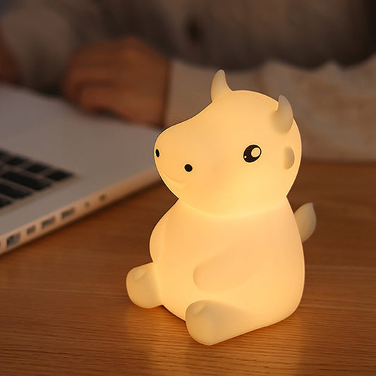 JX-YD-08 Silicone Calf Cow Night Light LED Colorful Dimming Pat Sleeping Bedside Lamp, JX-YD-08 Calf Cow