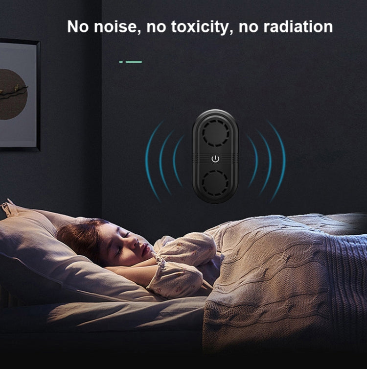 Black ultrasonic insect repellent device with indicator light, dual horn