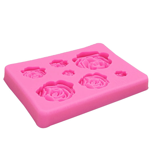 2 PCS DIY Handmade Soap Chocolate Fondant Baking Mold 3D Rose Flower Cake Decoration Silicone Mold, Flower Shape(Pink), Flower Shape(Gray)