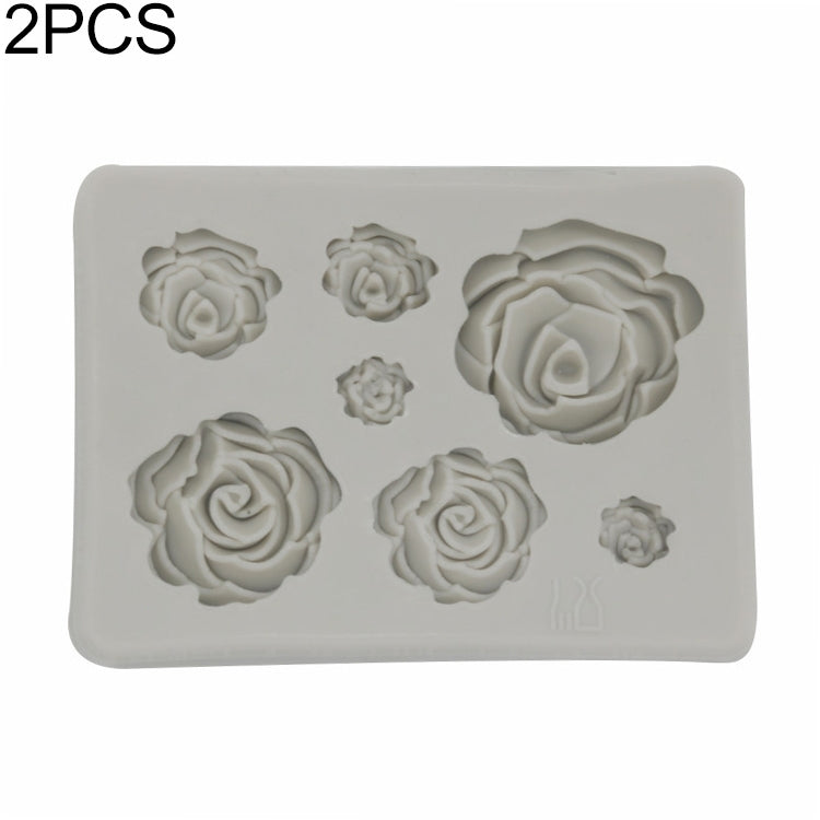 Gray silicone 3D rose flower mold tray with several rose and small flower cavities