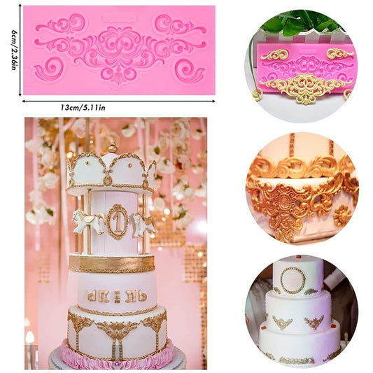 2 PCS Fondant Cake Silicone Mold Hollow Embossed Border Frame Retro Photo Frame Mould