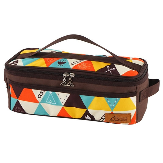 CLS Outdoor Camping Cookware Storage Bag BBQ Tableware Storage Bag Travel Portable Toiletry Bag, Brown, Stripes, Colour