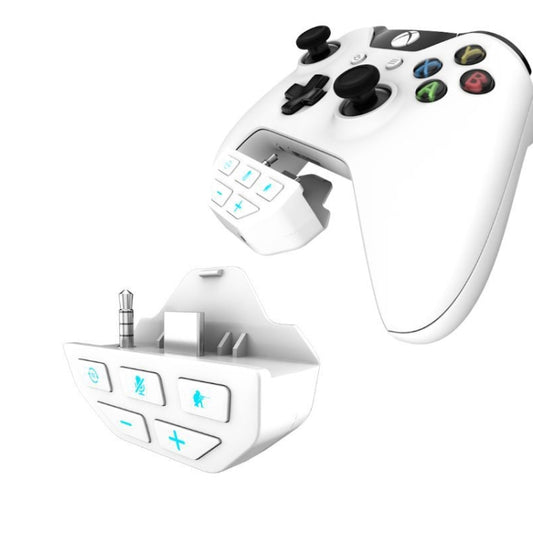 White gamepad headset adapter with 3.5mm audio jack module