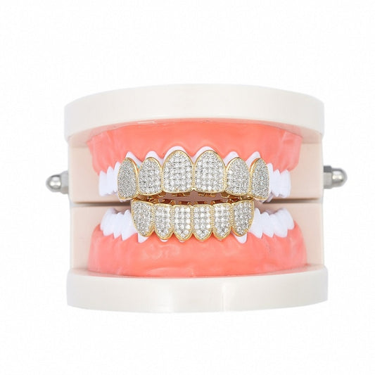 Halloween Accessories Micro-Inlaid Zircon Hip-Hop Braces, Gold Suit, Silver Suit, Gold Upper Teeth, Gold Lower Teeth, Silver Upper Teeth, Silver Lower Teeth