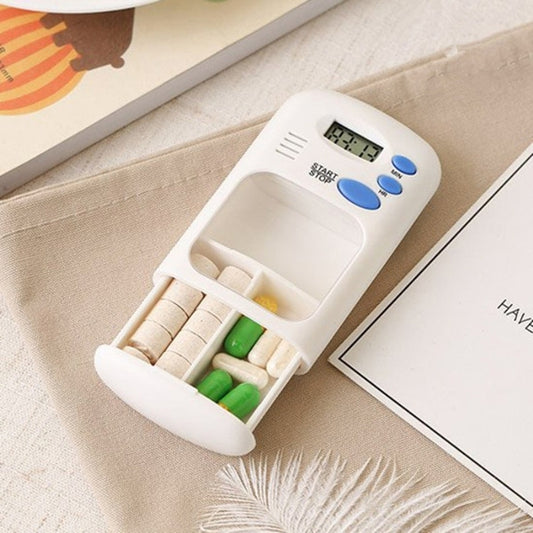 TF-264 Portable Mini Smart Timing Reminder Pill Box Plastic Pill Storage Box, TF-264
