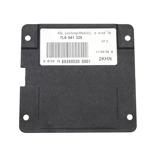 AFS headlight turning control module, black electronic unit with barcode label and 4 mounting holes