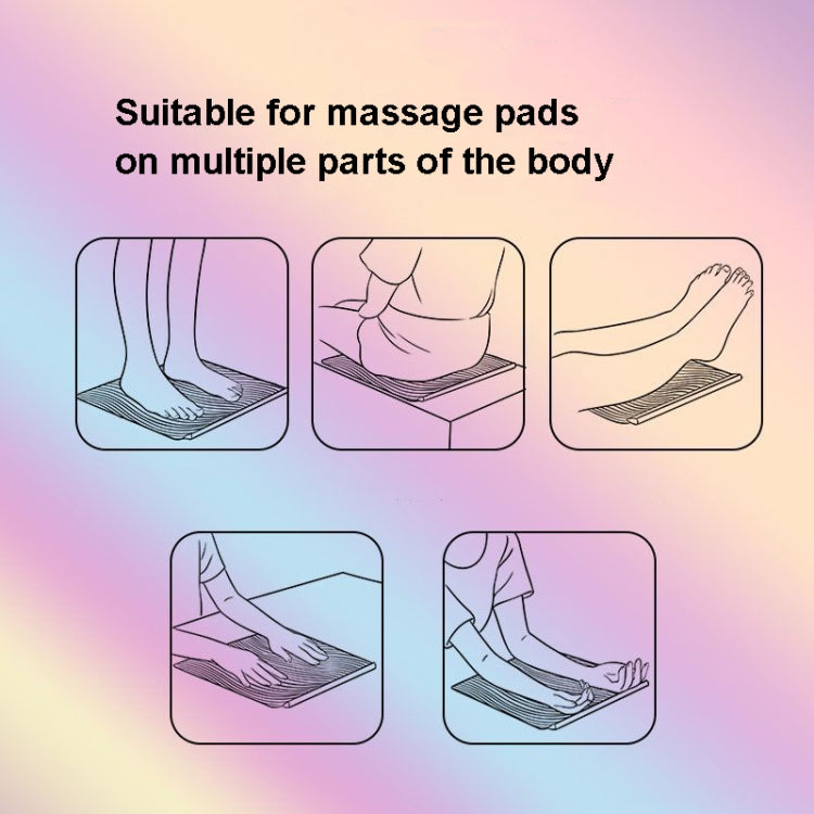 Placement guide illustration for EMS massage pads on feet and other body areas
