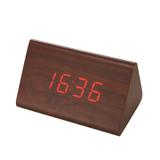 Mute Luminous Electronic Clock Wooden Sound Control Small Triangle Alarm Clock, Brown Wood Red Light, Black Wood Red Light, Black Wood Green Light, Black Wood Blue Light, Black Wood White Light, Wood Color Red Light, Wood Color Green Light
