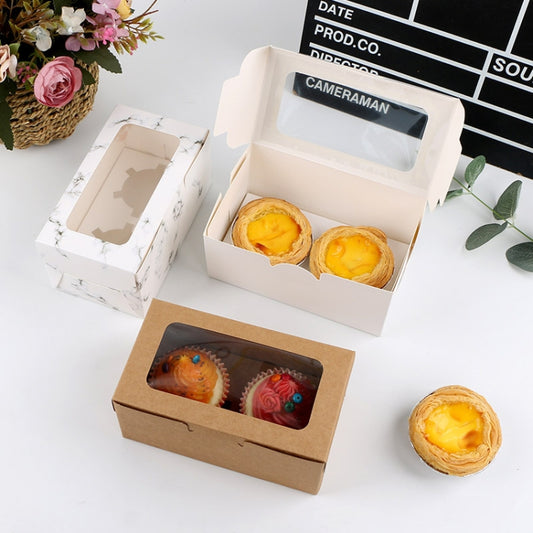 25 PCS Window Cupcake Packaging Box Muffin Cake Box With Inner Support, 2 In One (White), 2 In One (Marble), 2 In One (Kraft Paper), 4 In One (White), 4 In One (Marble), 4 In One (Kraft Paper), 6 In One (White), 6 In One (Marble), 6 In One (Kraft Paper)