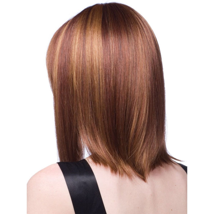 Women Medium Long Style Straight Hair Headgear, Brown, Light Gold