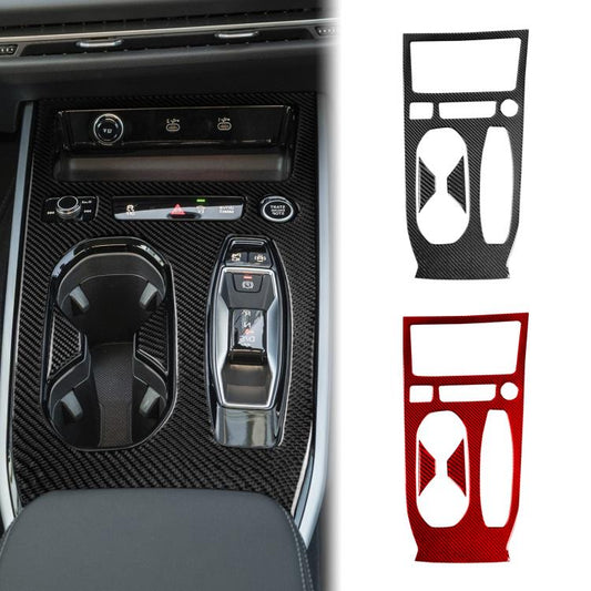 Carbon-fiber cup holder trim set, black and red 3-piece kit for RHD