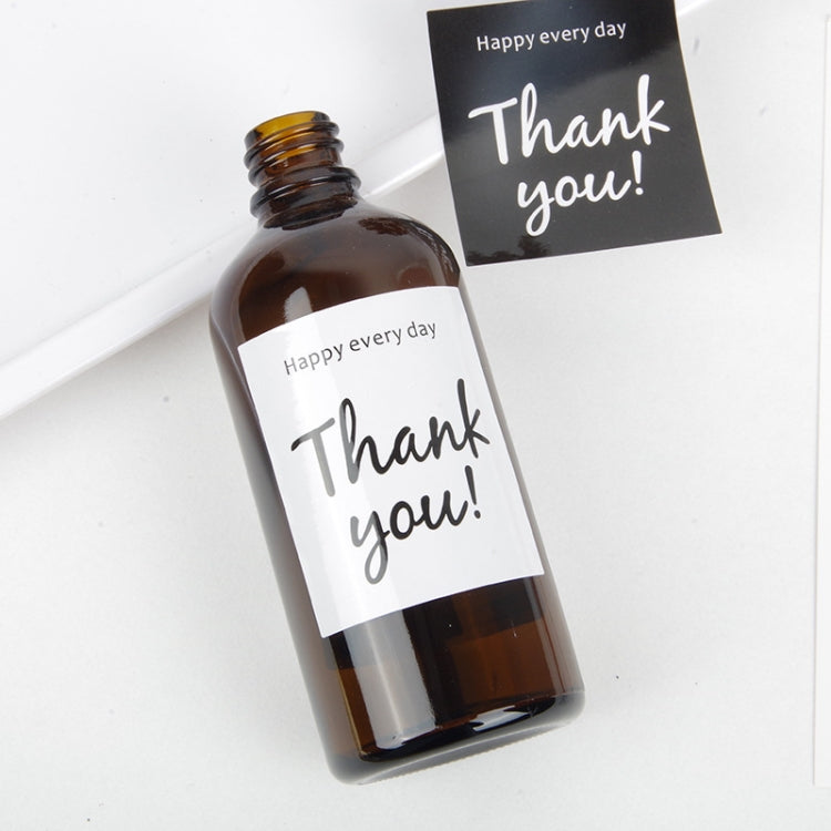 Thank you sealing stickers on bottle, black and white square labels for packaging