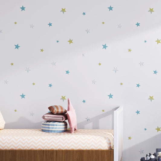3D Stars Moon Self-Adhesive Wallpaper Mediterranean Children Wall Sticker, 0.53 x 3m