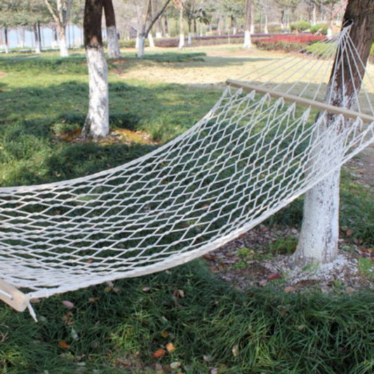 Outdoor Mesh Hammock Cotton Thread Solid Wood Stick Hammock Indoor Swing, Size: 200x80cm, 200x80cm White