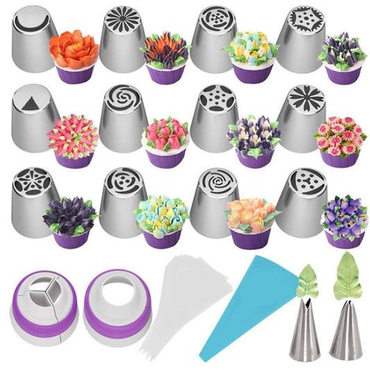 27 in 1 Decorating Mouth Set Seamless Cream Squeezing Mouth, 27 PCS/Set