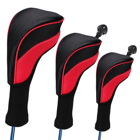 3 In 1 No.1 / No.3 / No.5 Clubs Protective Cover Golf Club Head Cover, HD-014 3 in 1 Blue, HD-014 3 in 1 Black, HD-014 3 in 1 Red