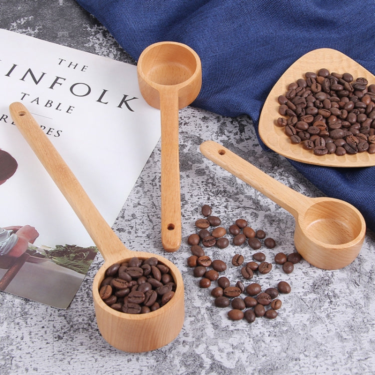 Wooden long-handled seasoning spoon with rounded scoop bowl for coffee or milk tea