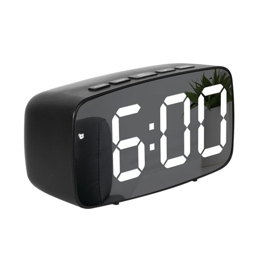 Mirror Bedside Alarm Clock Battery Plug-In Dual-Purpose LED Clock, Arc-shaped Black Shell (Mirror White Light), Rectangular Black Shell (Mirror White Light), Arc-shaped Black Shell (Black Surface White Light)