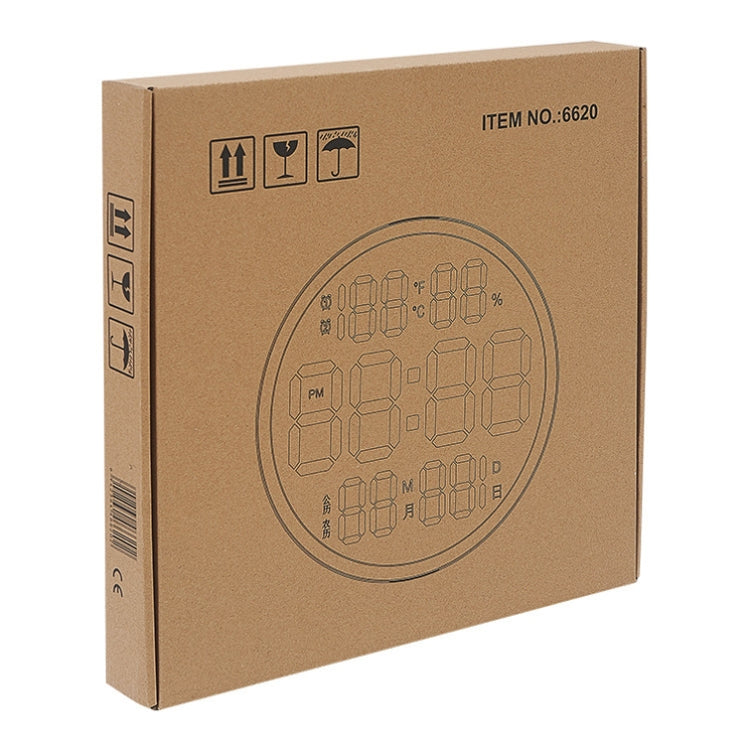 Item 6620 round LED wall clock box with digital display diagram