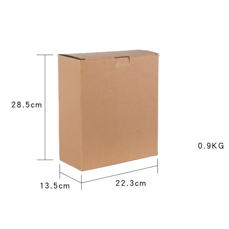 Cardboard shipping box for a cuckoo clock, shown with printed dimensions
