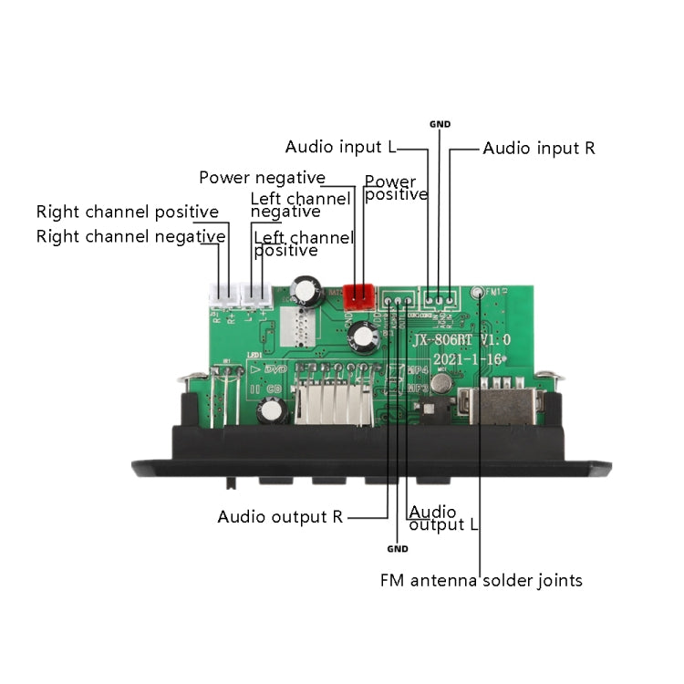 12V Folder Play With Power Amplifier MP3 Decoding Board With Recording Call Loss Motherboard With Bluetooth, MP3 Decoding Board