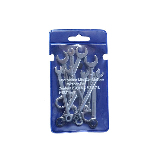 10 PCS / Set Mini Mirror Polished Opening Wrench Plum Two-Purpose Pocket Wrench, Style:, Metric, Imperial