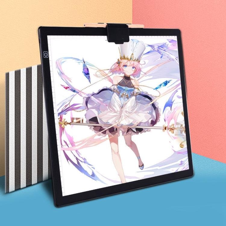 Black LED copy station with screen showing pastel anime illustration