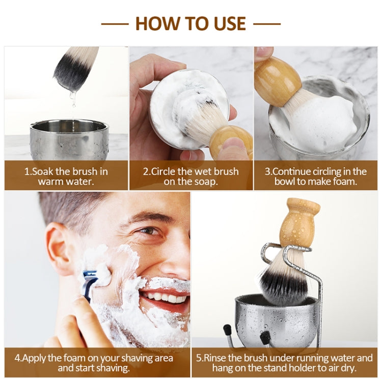 B3004 3 Pcs/Set Men Styling Tools Nylon Beard Brush Rack Foam Bowl