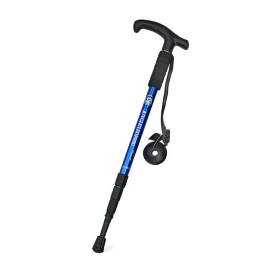 JUNGLELEOPARD Four-Section Curved Handle Aluminum Alloy Trekking Pole, Red#52-110cm, Black#52-110cm, Blue#52-110cm, Silver White#52-110cm