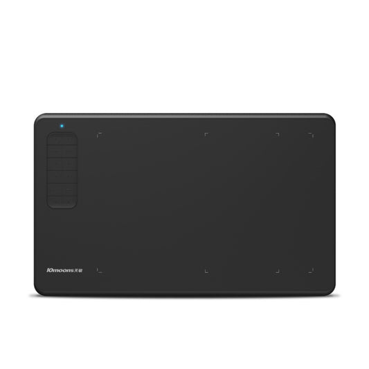10Moons G12 drawing tablet with slim black screen, control buttons, and included stylus