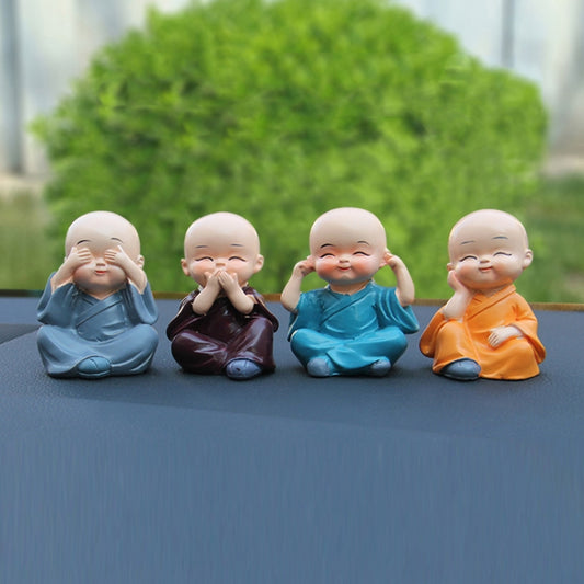 In Car Cute Four Little Monks Ornaments Car Interior Decorations Specification:, Not Swing, Crystal Base Not Swing