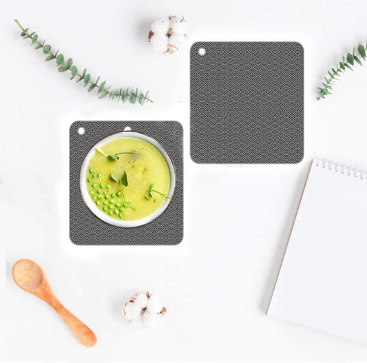 Geometry Kitchen Silicone Pot Holder Heat Insulation Pad Round(Black), Square(Gray), Round(Gray), Square(Black), Round(Black)