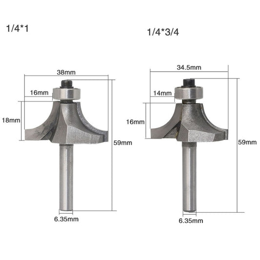 4 PCS/Set Round Corner Woodworking Cutter Trimming Machine Alloy Cutter Head, 4 PCS/Set Alloy Cutter Head