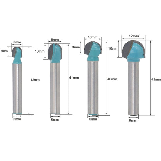 6 Shank Lace Round Cutter Woodworking Relief Milling Cutter, 5 PCS/Set 6-18mm, 4 PCS/Set 16-32mm