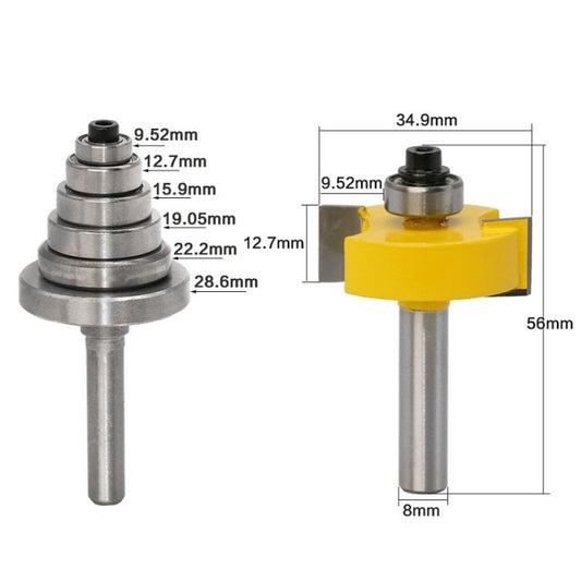 7 Bearing Slot Cutters 8 Handle Adjustable Woodworking Milling Cutters, 7 Bearing Slot Cutters