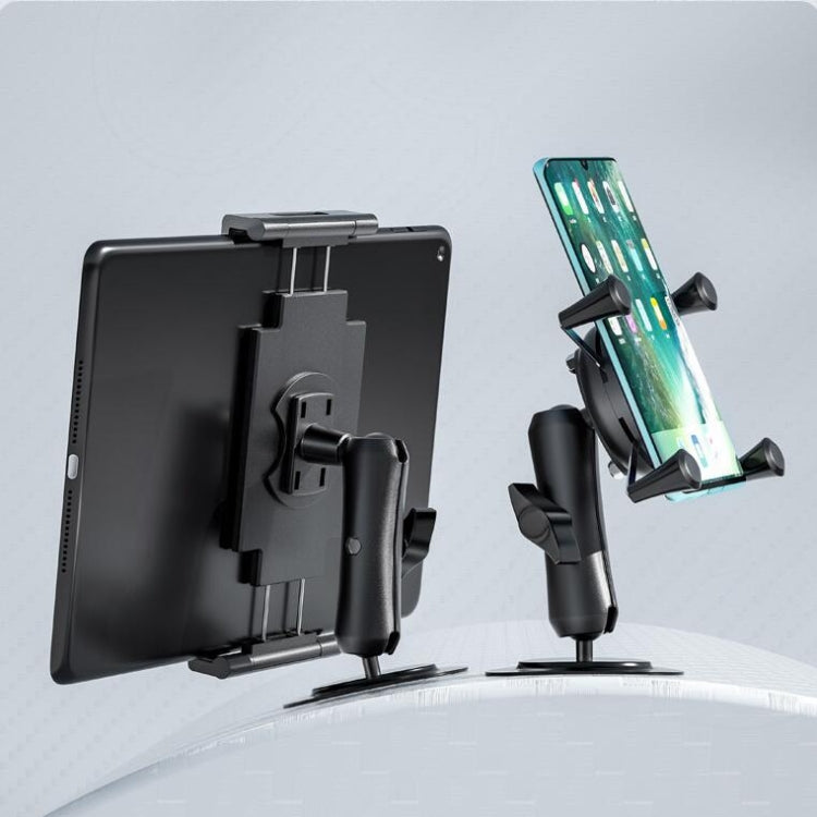 Car phone holder bracket with phone mounted on dashboard or windshield stand