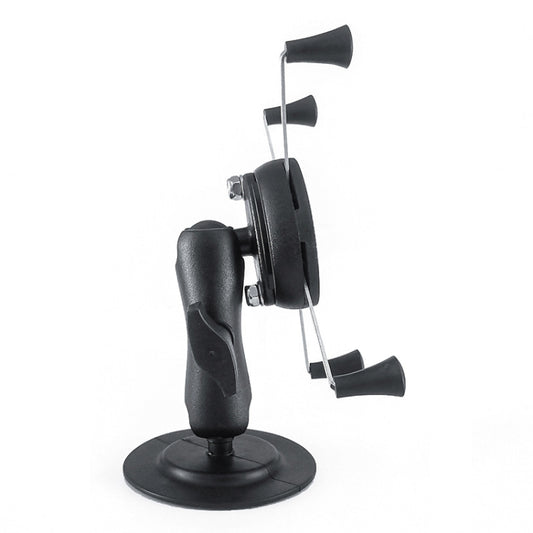 Black curved car phone holder stand with four claw arms and suction-style base