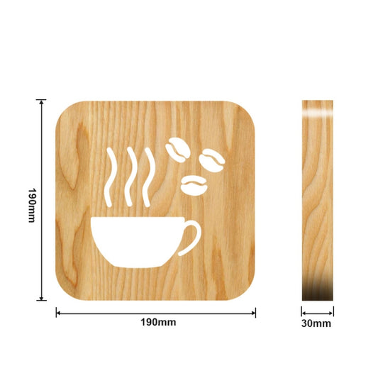 FS-T1879W 2.5W 3D Coffee LED Wooden Table Lamp Bedroom Night Light, Coffee