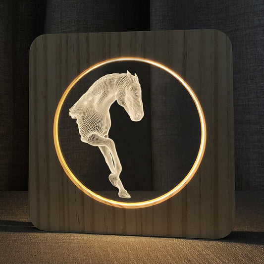 FS-A3762W 3D Horse Wooden Table Lamp Bedroom Night Light, Horse