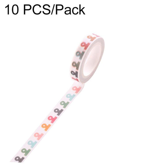 Decorative paper tape roll with multicolor repeating heart cluster icons