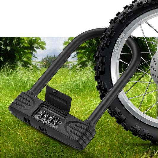 Black U-shaped bicycle password lock with keypad and thick shackle